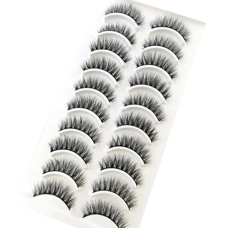 Pestañas Postizas 3D de Visón Natural Largo - 10 Pares en 41 Estilos
