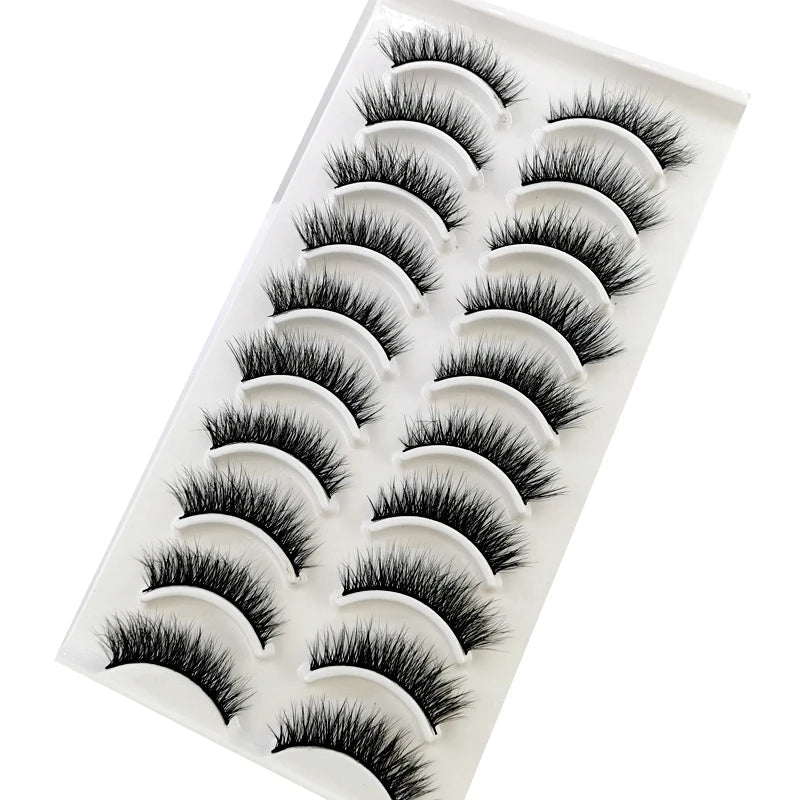 Pestañas Postizas 3D de Visón Natural Largo - 10 Pares en 41 Estilos