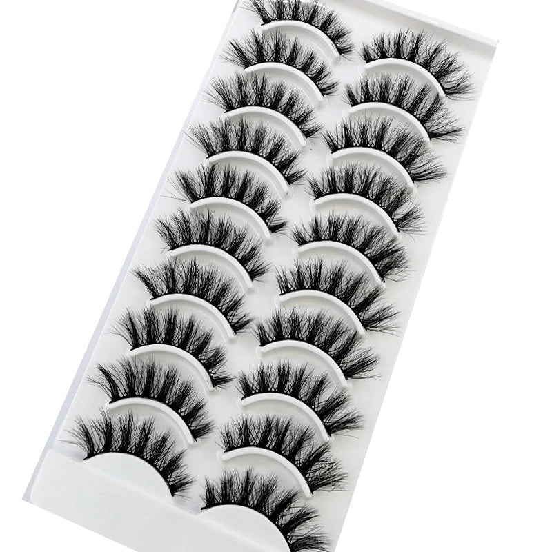 Pestañas Postizas 3D de Visón Natural Largo - 10 Pares en 41 Estilos