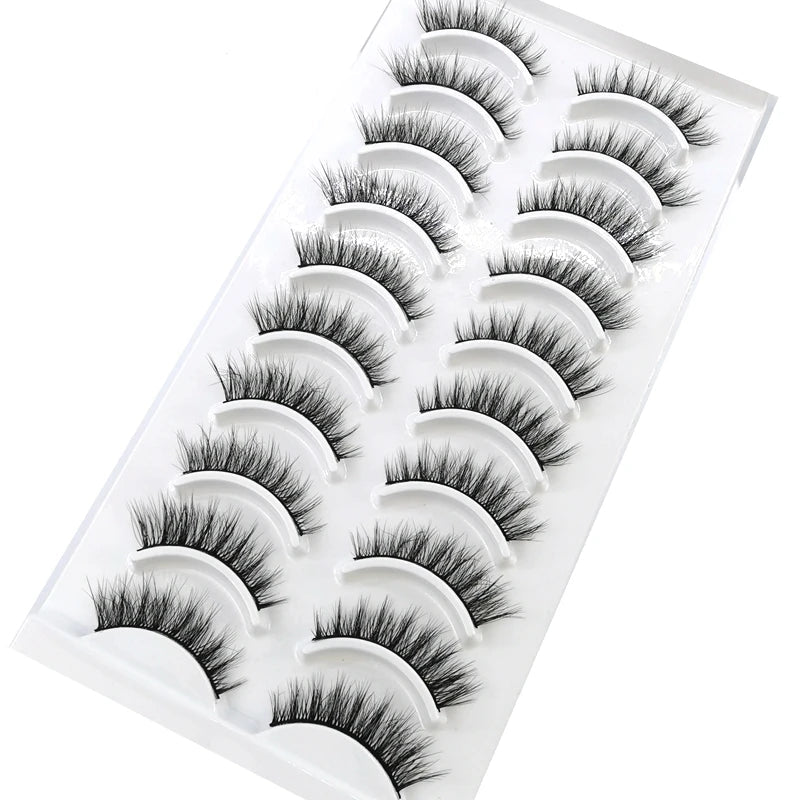 Pestañas Postizas 3D de Visón Natural Largo - 10 Pares en 41 Estilos