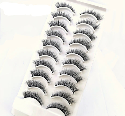 Pestañas Postizas 3D de Visón Natural Largo - 10 Pares en 41 Estilos