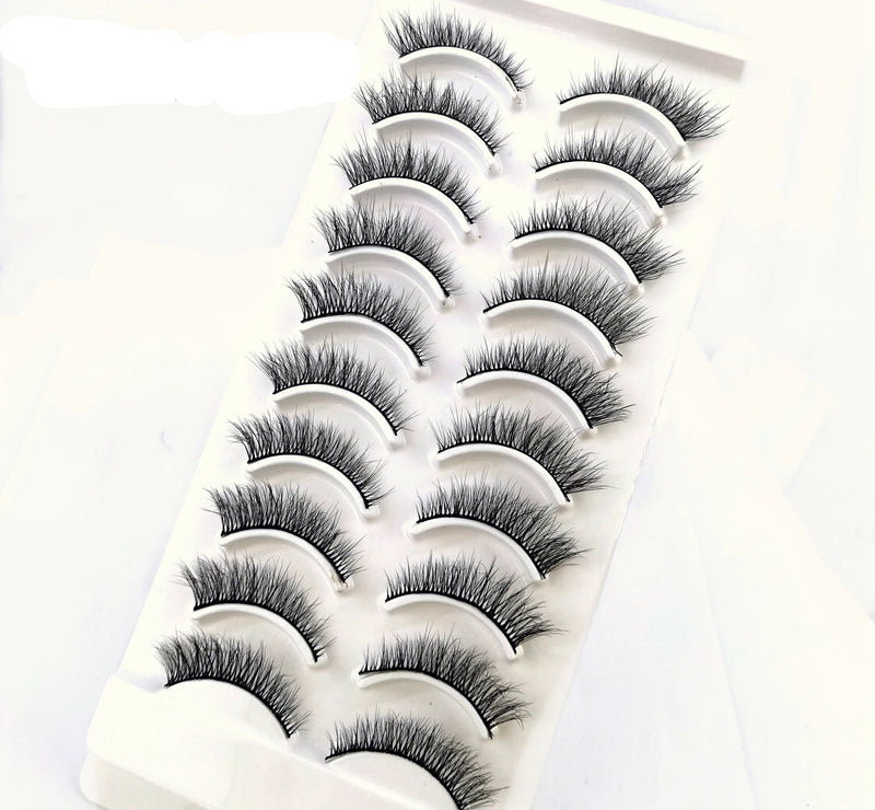 Pestañas Postizas 3D de Visón Natural Largo - 10 Pares en 41 Estilos