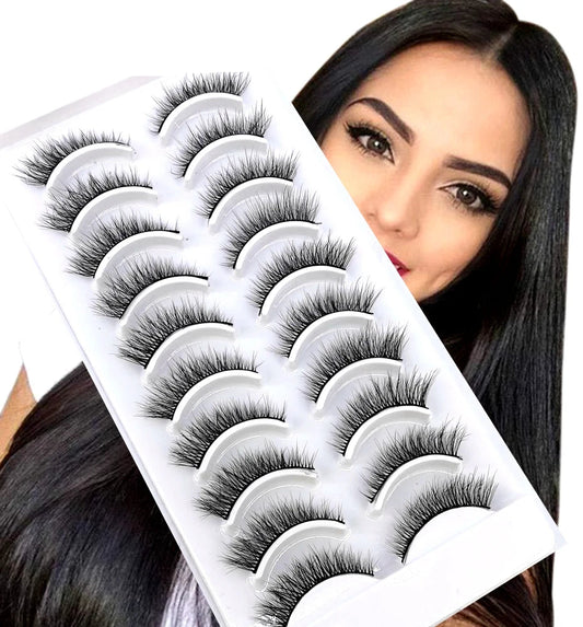 Pestañas Postizas 3D de Visón Natural Largo - 10 Pares en 41 Estilos