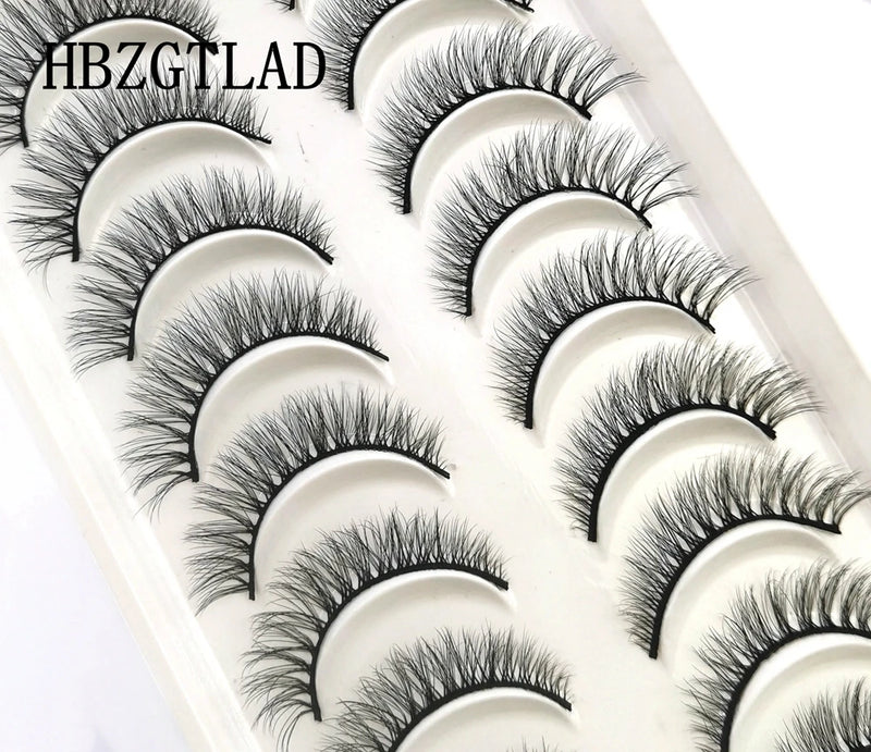 Pestañas Postizas 3D de Visón Natural Largo - 10 Pares en 41 Estilos