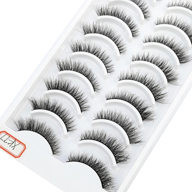 Pestañas Postizas 3D de Visón Natural Largo - 10 Pares en 41 Estilos