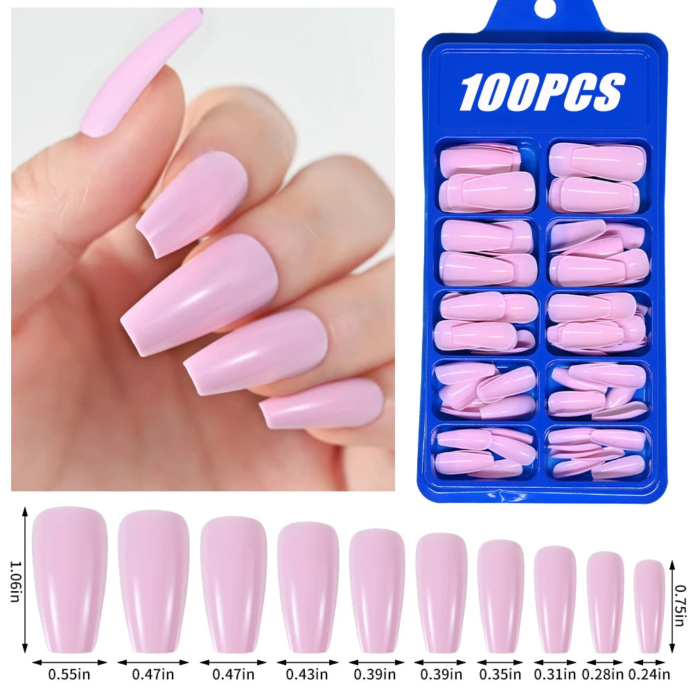 KitDelicate 100Pcs Light Pink Press on Nails