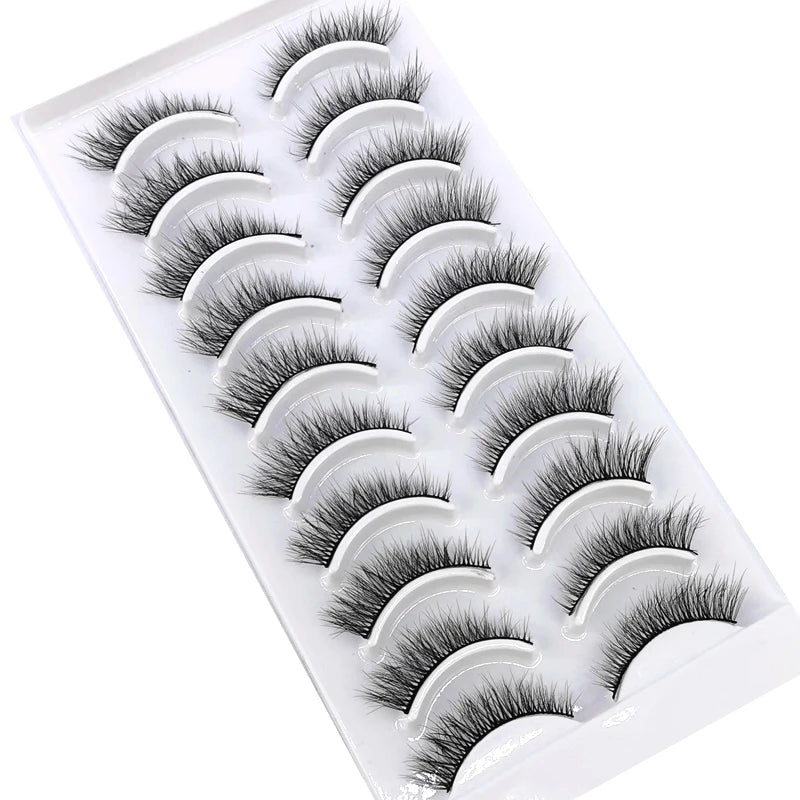 Pestañas Postizas 3D de Visón Natural Largo - 10 Pares en 41 Estilos