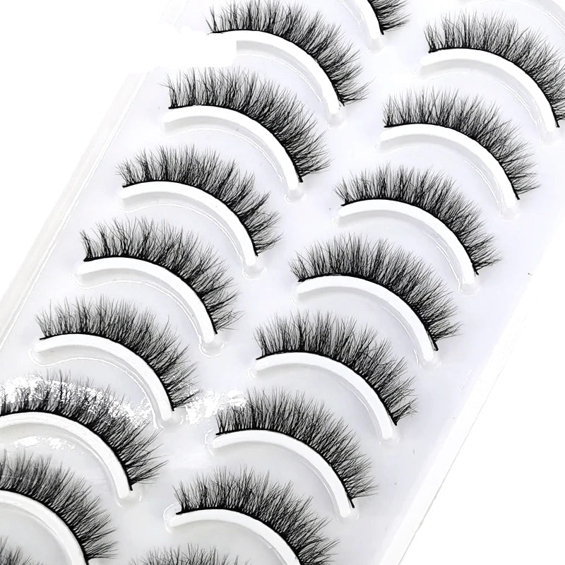 Pestañas Postizas 3D de Visón Natural Largo - 10 Pares en 41 Estilos