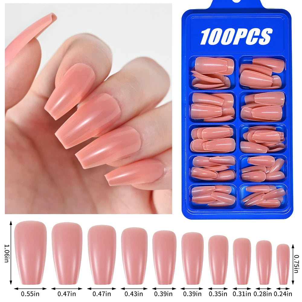 KitDelicate 100Pcs Light Pink Press on Nails