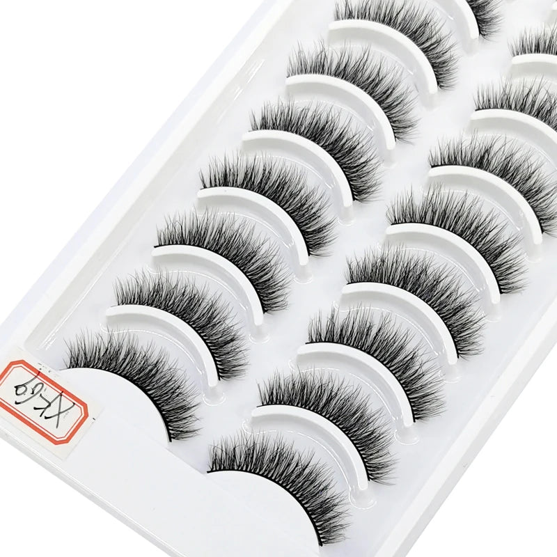 Pestañas Postizas 3D de Visón Natural Largo - 10 Pares en 41 Estilos