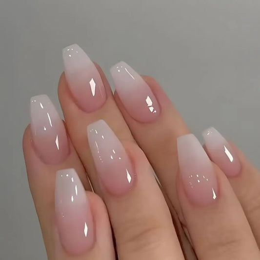 Uñas Postizas Degradadas de 24 piezas Uñas de Bailarina Francesa