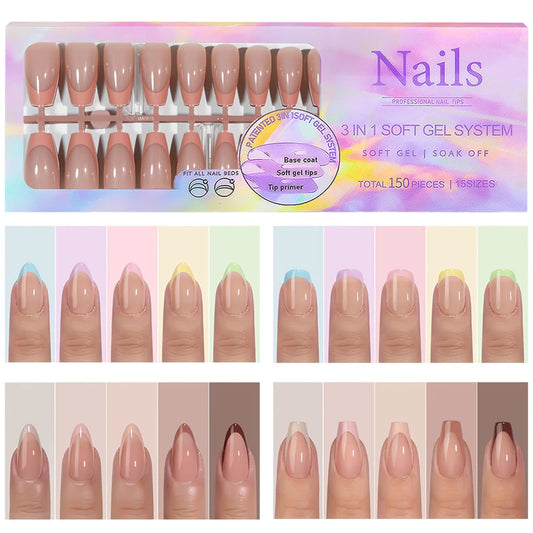Uñas Postizas Acrílicas de Cobertura Total – 150 Piezas
