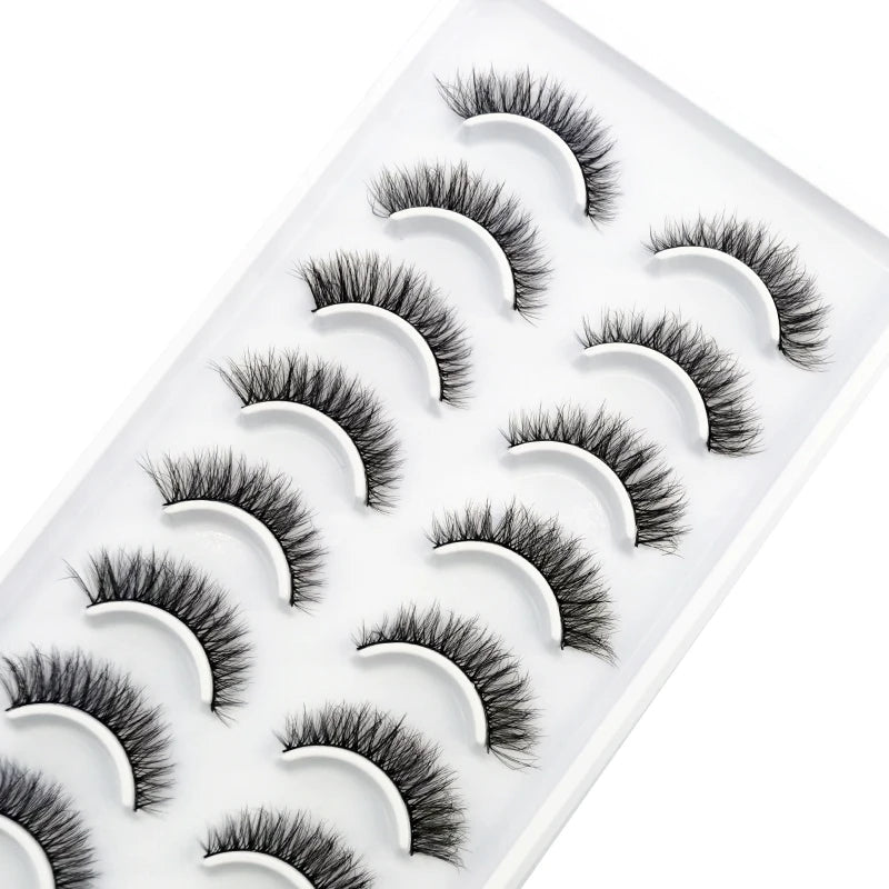 Pestañas Postizas 3D de Visón Natural Largo - 10 Pares en 41 Estilos
