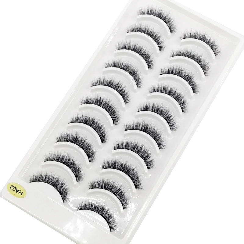 Pestañas Postizas 3D de Visón Natural Largo - 10 Pares en 41 Estilos