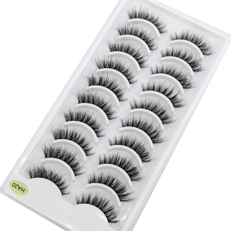 Pestañas Postizas 3D de Visón Natural Largo - 10 Pares en 41 Estilos
