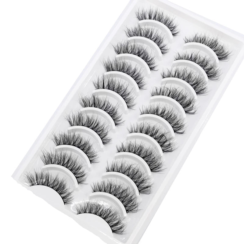 Pestañas Postizas 3D de Visón Natural Largo - 10 Pares en 41 Estilos