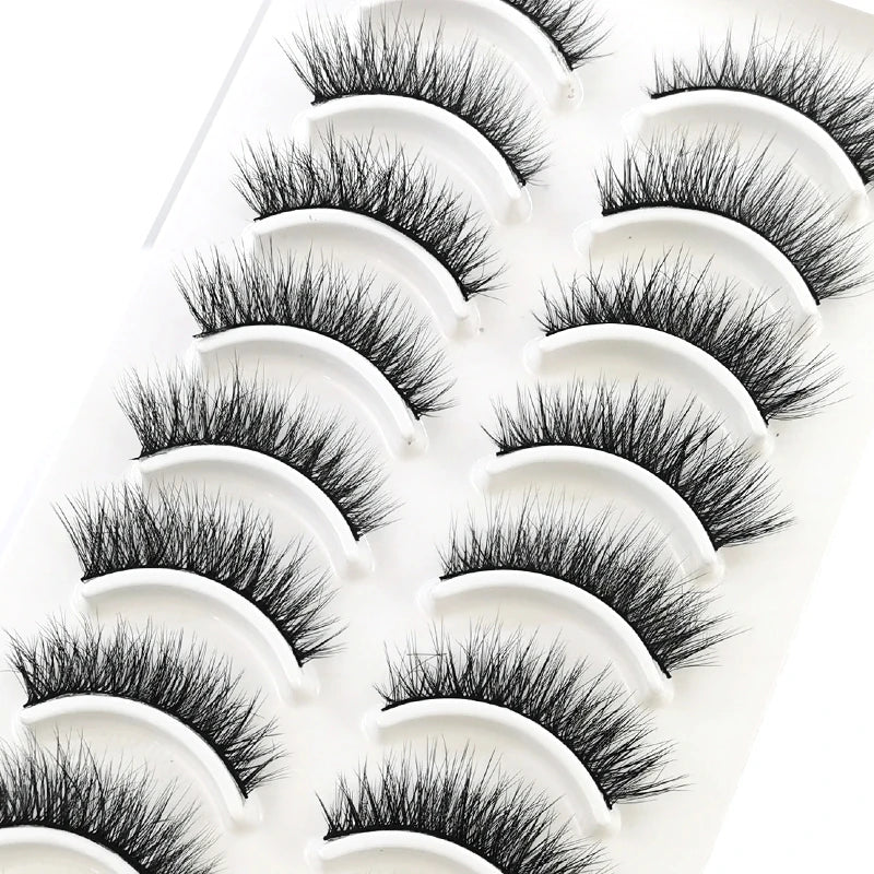 Pestañas Postizas 3D de Visón Natural Largo - 10 Pares en 41 Estilos